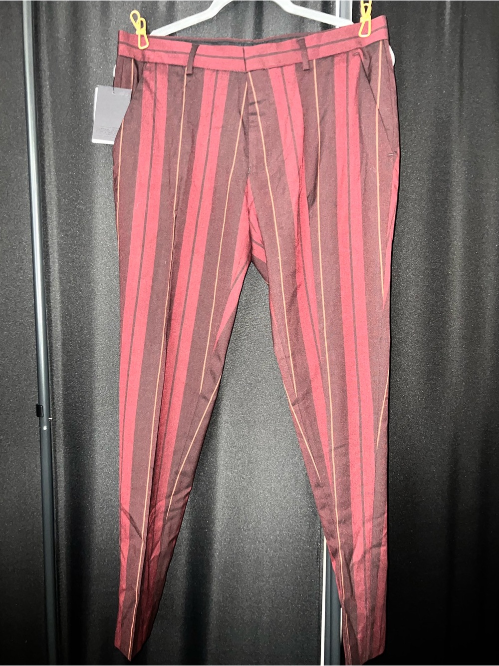 ASOS Burgundy & Maroon Vertical Stripe Men's Dress Pants